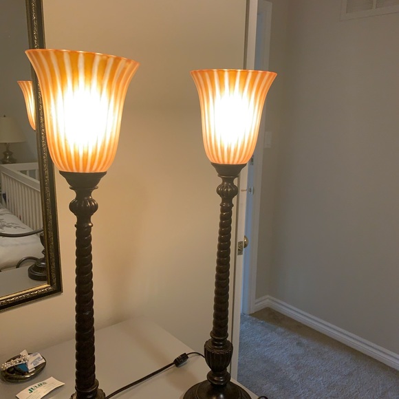 2  Murano Crystal table lamps with metal base .2 level lamp 27.5 inch length, - Picture 11 of 16
